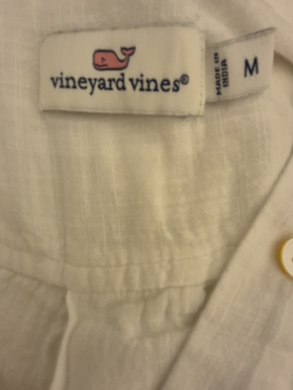 Vineyard Vines Ivory Popover Blouse Medium 3/4 Sleeve Lightweight Top - Picture 4 of 5